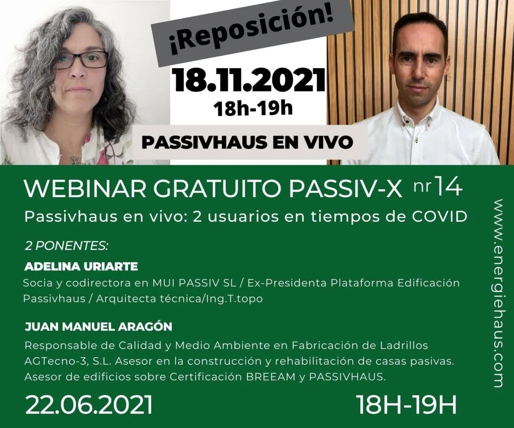 REPOSICIÓN [Webinar Gratuito] Passivhaus en vivo: 2 usuarios en tiempos de COVID 211007 REPOSICION Imagen webinar 14 Passivhaus en vivi 2 usuarios en tiempos de COV